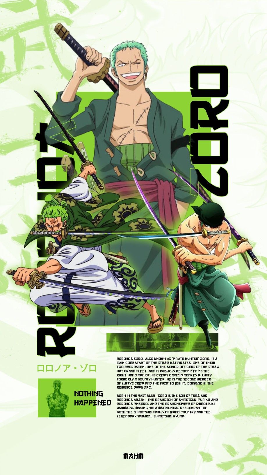 Roronoa Zoro from One Piece A4 Size Wallpaper