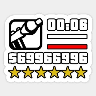 Gamer HUD Parody Sticker – 6 Stars & Infinite Chaos