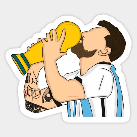 Lionel Messi World Cup Trophy Sticker – Champion’s Glory 🏆🇦🇷