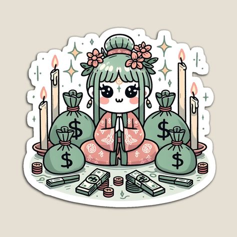 Money Goddess Sticker – Cute Aesthetic Wealth Vinyl Decal
