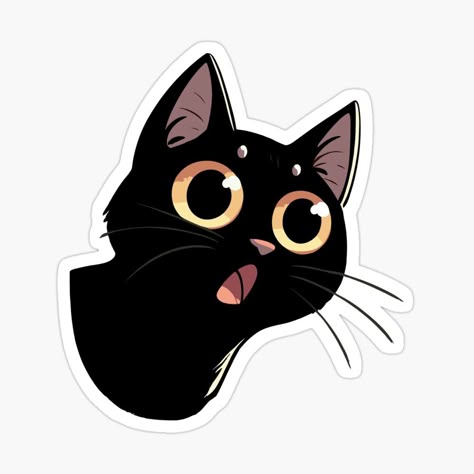 Surprised Black Cat Sticker