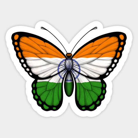 Indian Flag Butterfly Sticker โ Show Your Pride in Style ๐ฎ๐ณ
