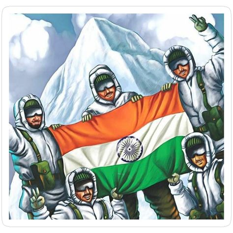 🇮🇳 Indian Army Soldiers with National Flag Sticker - Army