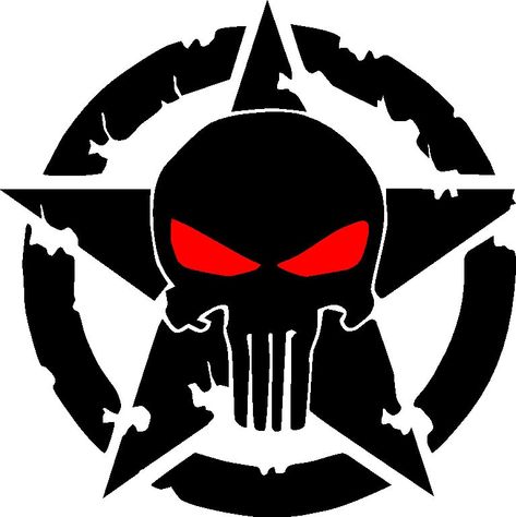Red-Eyed Skull Military Punisher Sticker - Army