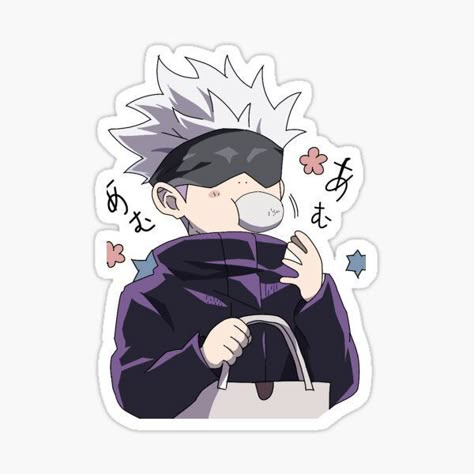 Gojo Eating Sticker – Jujutsu Kaisen Chibi Design