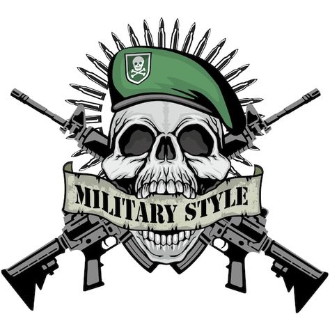 Military Style Skull Sticker - Army