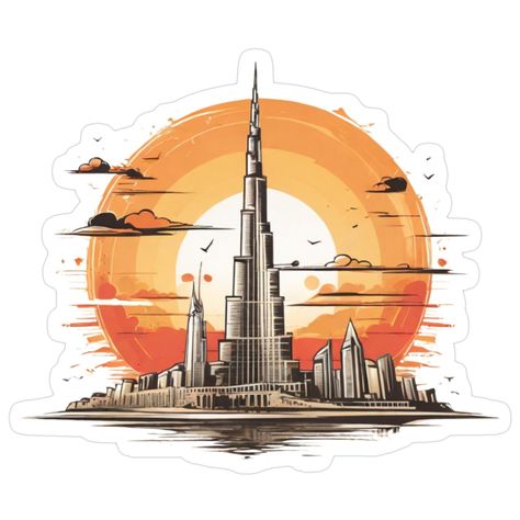 Dubai Skyline Sticker – Burj Khalifa Sunset Edition