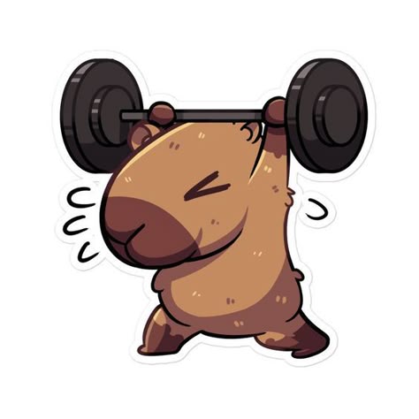 Capybara Powerlifting Sticker πΎπͺ