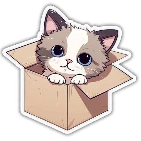 Cute Cat in a Box Sticker