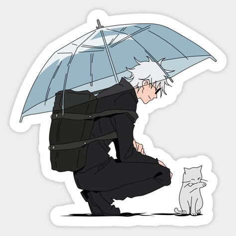 Anime Sticker β Cool Character with Umbrella & Cat πΎπ