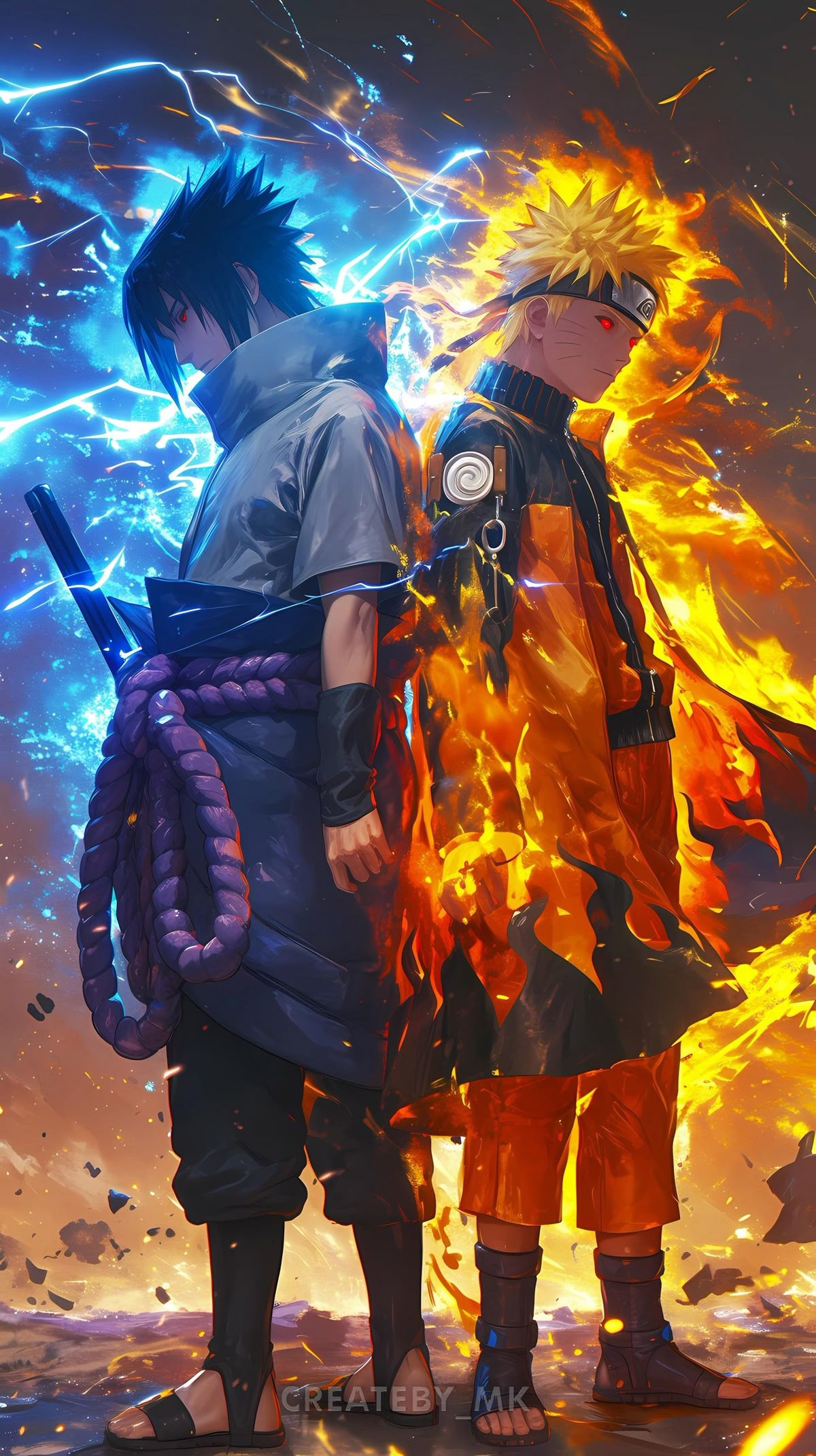 Sasuke Uchiha and Naruto Uzumaki  A4 Size Wallpaper