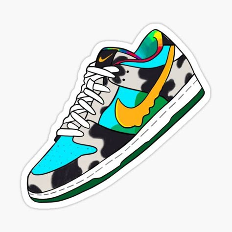 Colorful Cow-Print Sneaker Sticker – Bold & Unique Design
