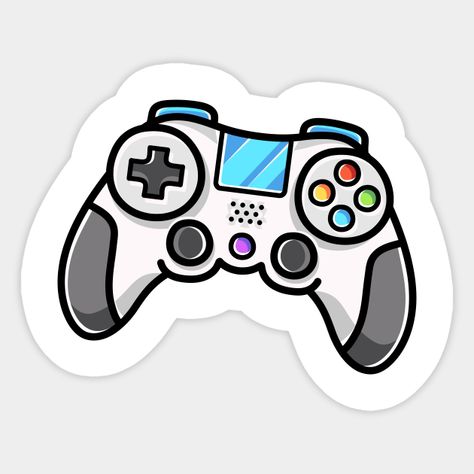 White Gaming Controller Sticker – Color Button Design