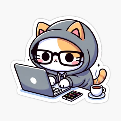 “Coder Cat” Sticker – Cute Developer Vibes 🐱💻