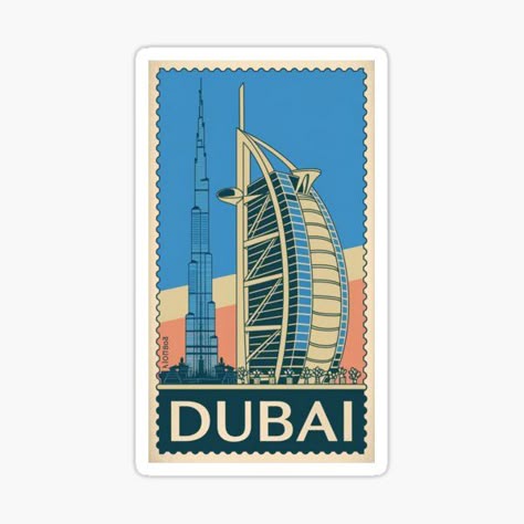 Dubai Stamp Sticker – Burj Khalifa & Burj Al Arab Design