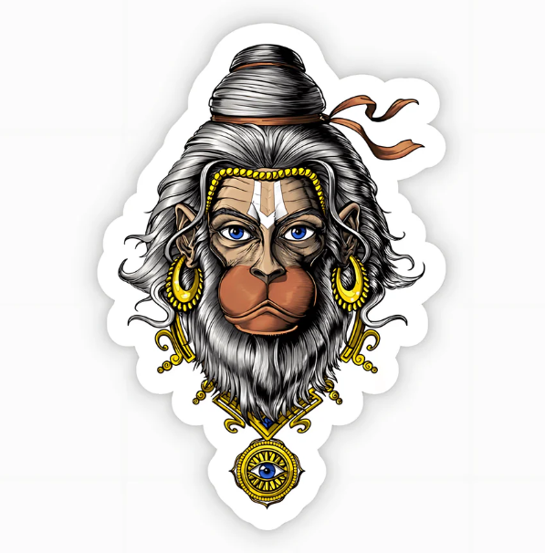Hanuman Artistic Sticker – Divine Strength and Devotion in Art