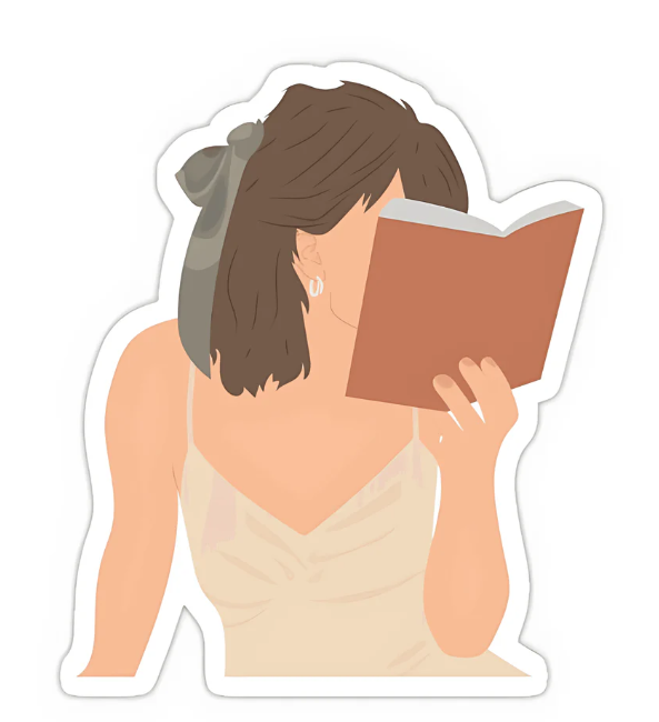Charming Girl Reading Book Sticker – Celebrate the Joy of Reading!
