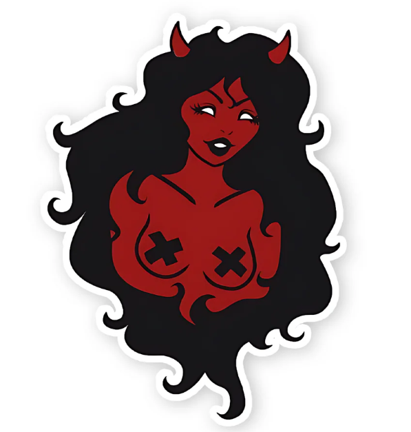 Fiery Devil Girl Sticker – Embrace Your Bold & Daring Side!