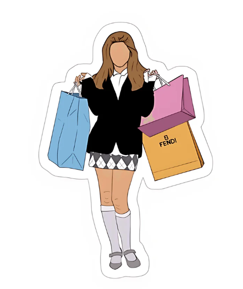 Chic Shopping Girl Sticker – Fashion & Fun Vibes