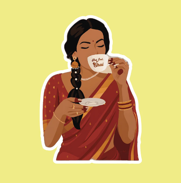 Desi Girl Chai Sticker – Celebrate Tradition with Every Sip