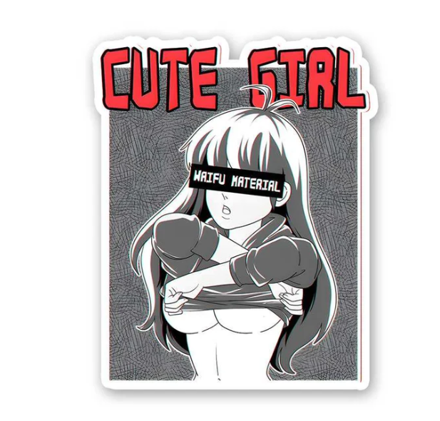 Cute Girl Waifu Material Sticker – Bold Anime Style Statement
