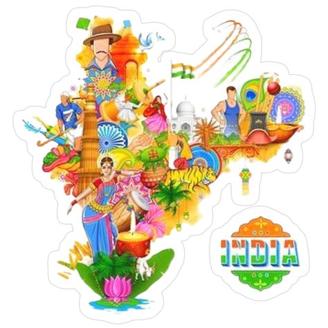 India Culture Map Sticker – Celebrate Unity in Diversity