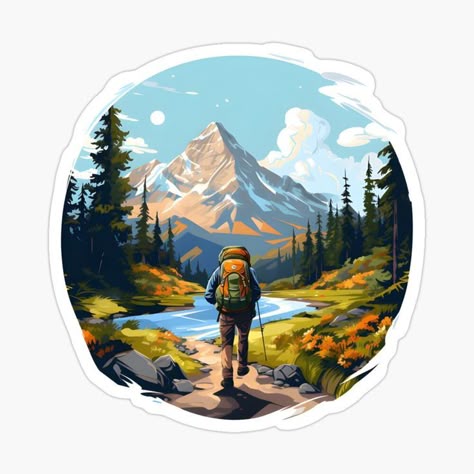 Mountain Hiker Adventure Sticker