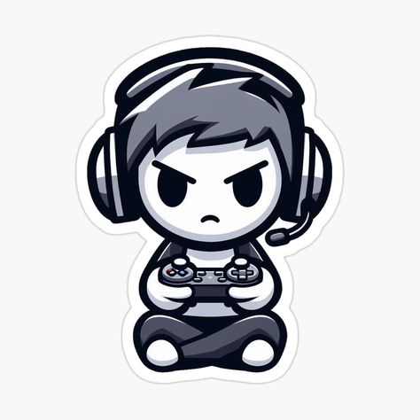 Chibi Gamer Sticker – Cute but Serious Gaming Vibes 🎮✨