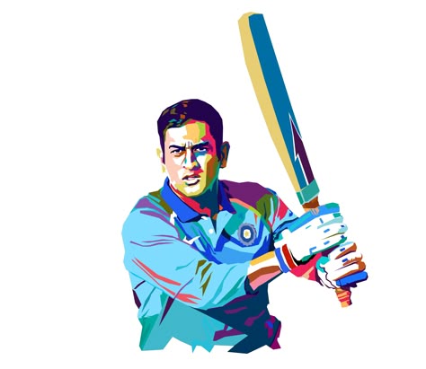 Cricket Batting Legend  M.S. Dhoni Sticker