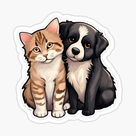 Cat & Dog Best Friends Sticker β Cute Animal Vinyl Decal