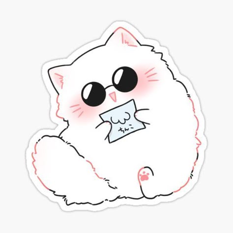 Kawaii Fluffy Cat Sticker – Cute Chibi Style - Anime