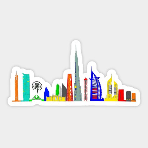 Dubai Skyline Sticker – A Colorful Cityscape!