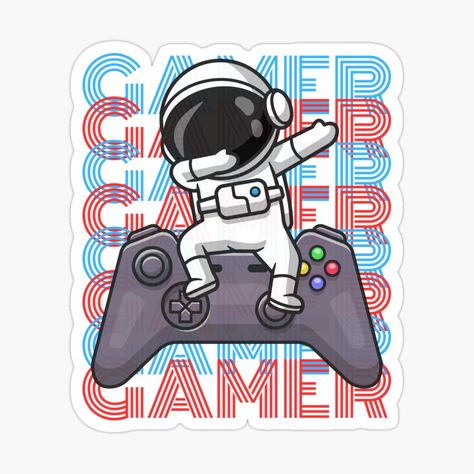 Astronaut Gamer Sticker – Space Dab Controller Design 🚀🎮
