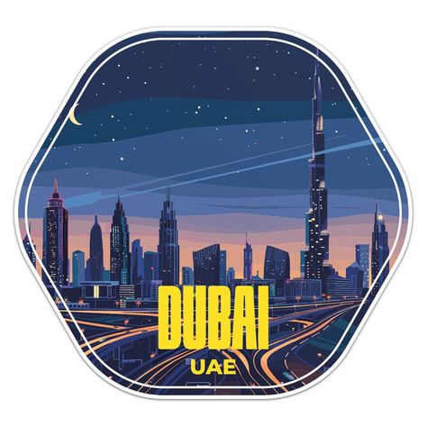 Dubai Night Skyline Sticker – The City That Never Sleeps!