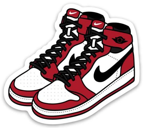 Classic Red & White High-Top Sneaker Sticker