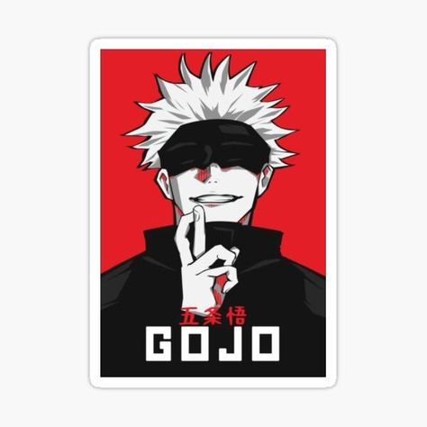 Gojo Satoru Red Poster Style Sticker – Jujutsu Kaisen