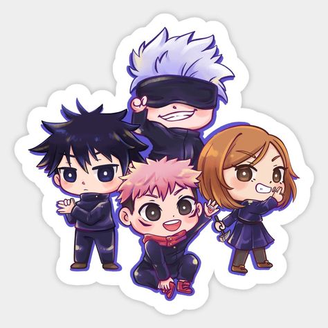 Chibi Jujutsu Kaisen Squad Sticker – Gojo, Yuji, Megumi & Nobara
