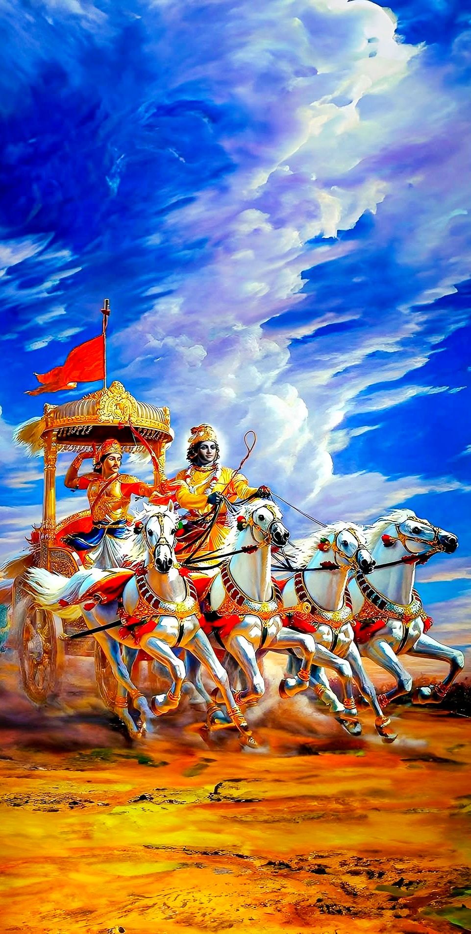 Lord Krishna Arjuna Rath A4 Size Wallpaper