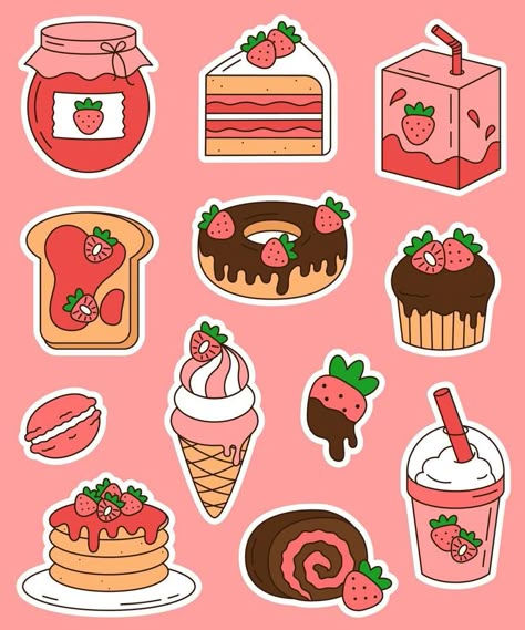 Strawberry Dessert Sticker Set ππ°