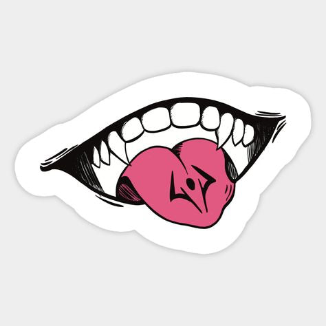 Lip Bite Love Tongue Sticker – Aesthetic Vinyl Decal