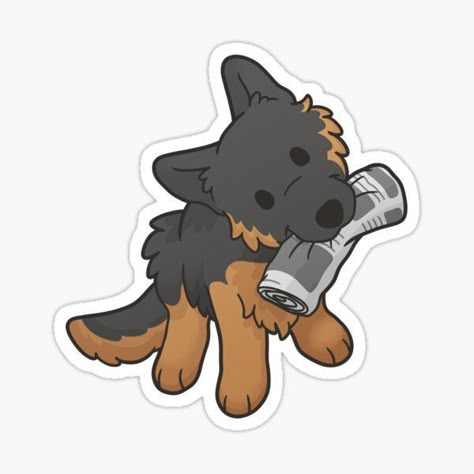 German Shepherd Sticker – Cute Puppy with Newspaper