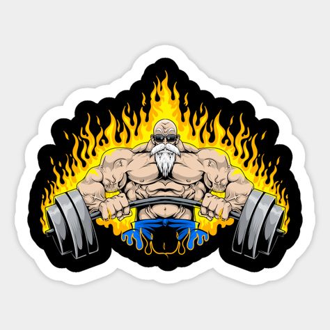 Fiery Muscle Beast Gym Sticker 🔥🏋️♂️