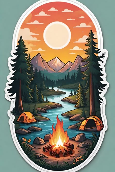 Campfire Adventure Sticker