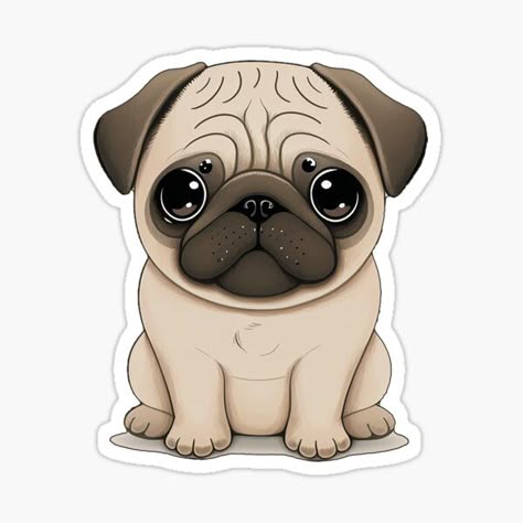 Cute Pug Cartoon Sticker