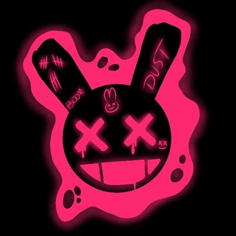 Neon Pink Bunny Skull Sticker