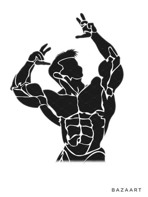 Bodybuilder Silhouette Gym Sticker 🏋️‍♂️