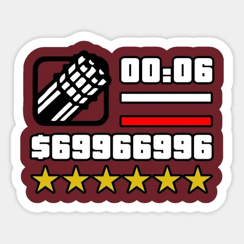 Wanted Level Gamer Sticker – 6 Stars of Chaos