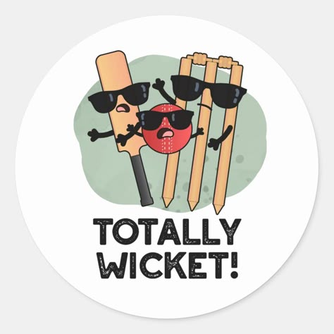 Totally Wicket! Cricket Sticker