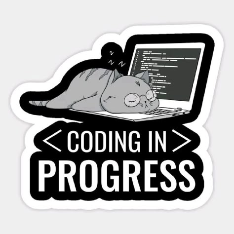 “Coding in Progress” Cat Sticker 🐱💻