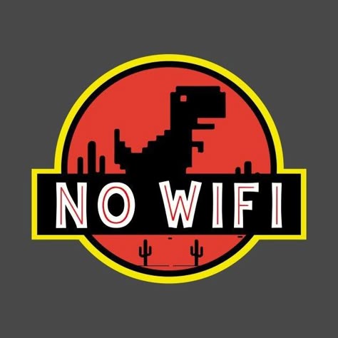 No WiFi Dinosaur Sticker – Funny Retro Internet Design
